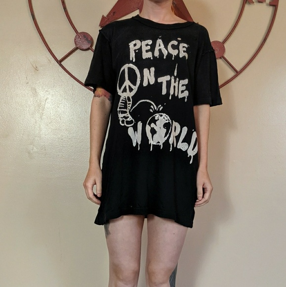 UNIF Tops - Unit peace in the world black distressed shirt new